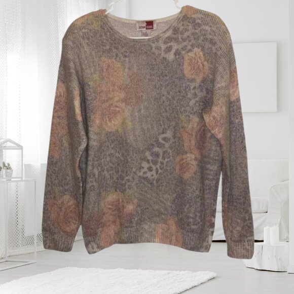 Vintage Sheridan Square Silk Angora Floral Sweater - Soft & Luxurious - Picture 1 of 10